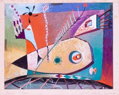 Modern British mid century gouache painting by Derrick Latimer Sayer