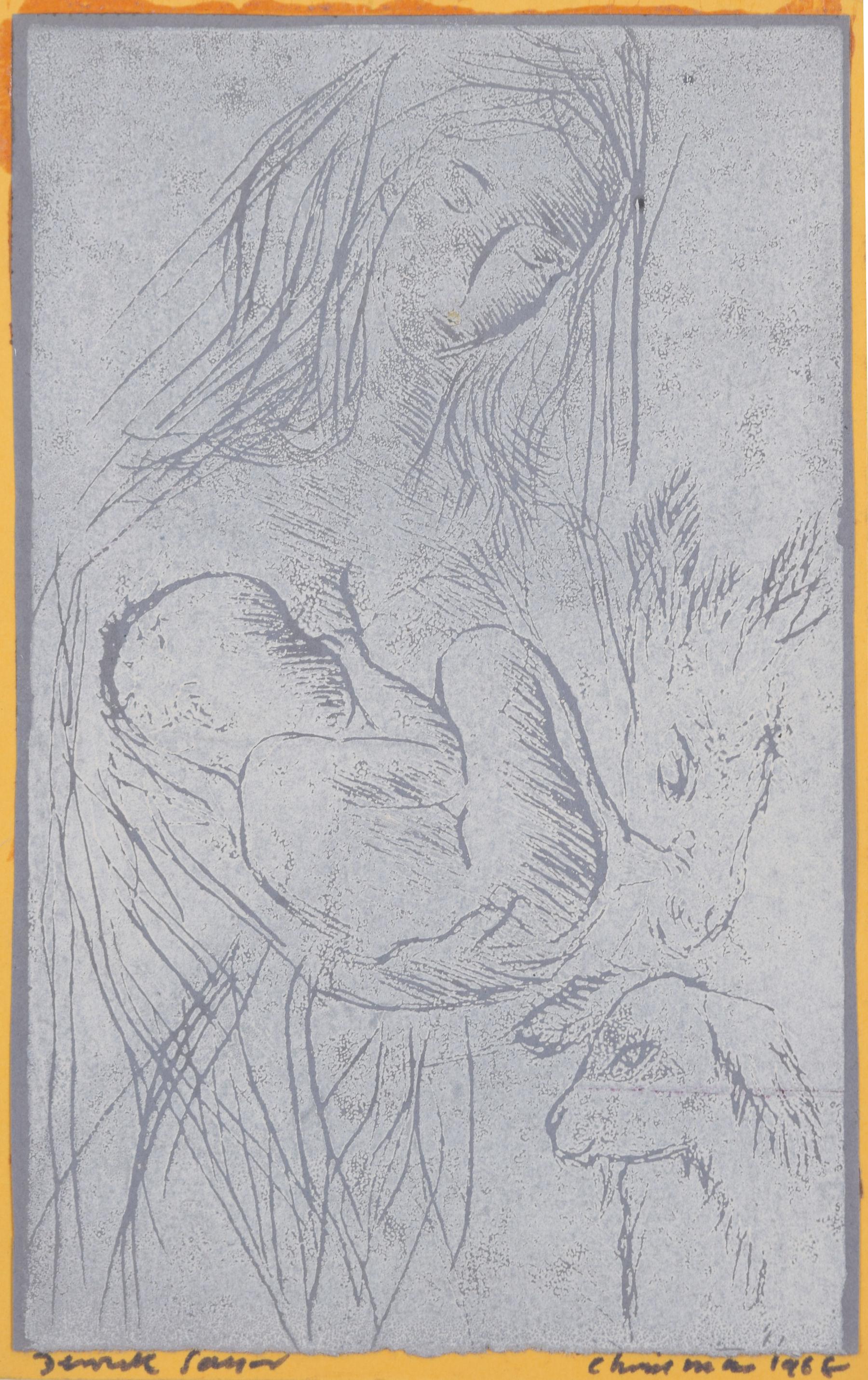 Portrait Print Derrick Latimer Sayer - Card de Noël Madonna and Child Mary and Jesus de Derrick Sayer