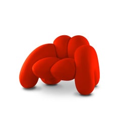 Derrière Armchair, Orange Velvet, Modern Sculptural Organic Shape