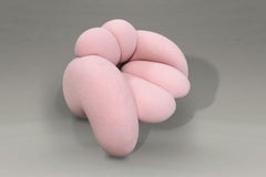 Derrière Chair, Pink Bouclé, Modern Sculptural Organic Armchair