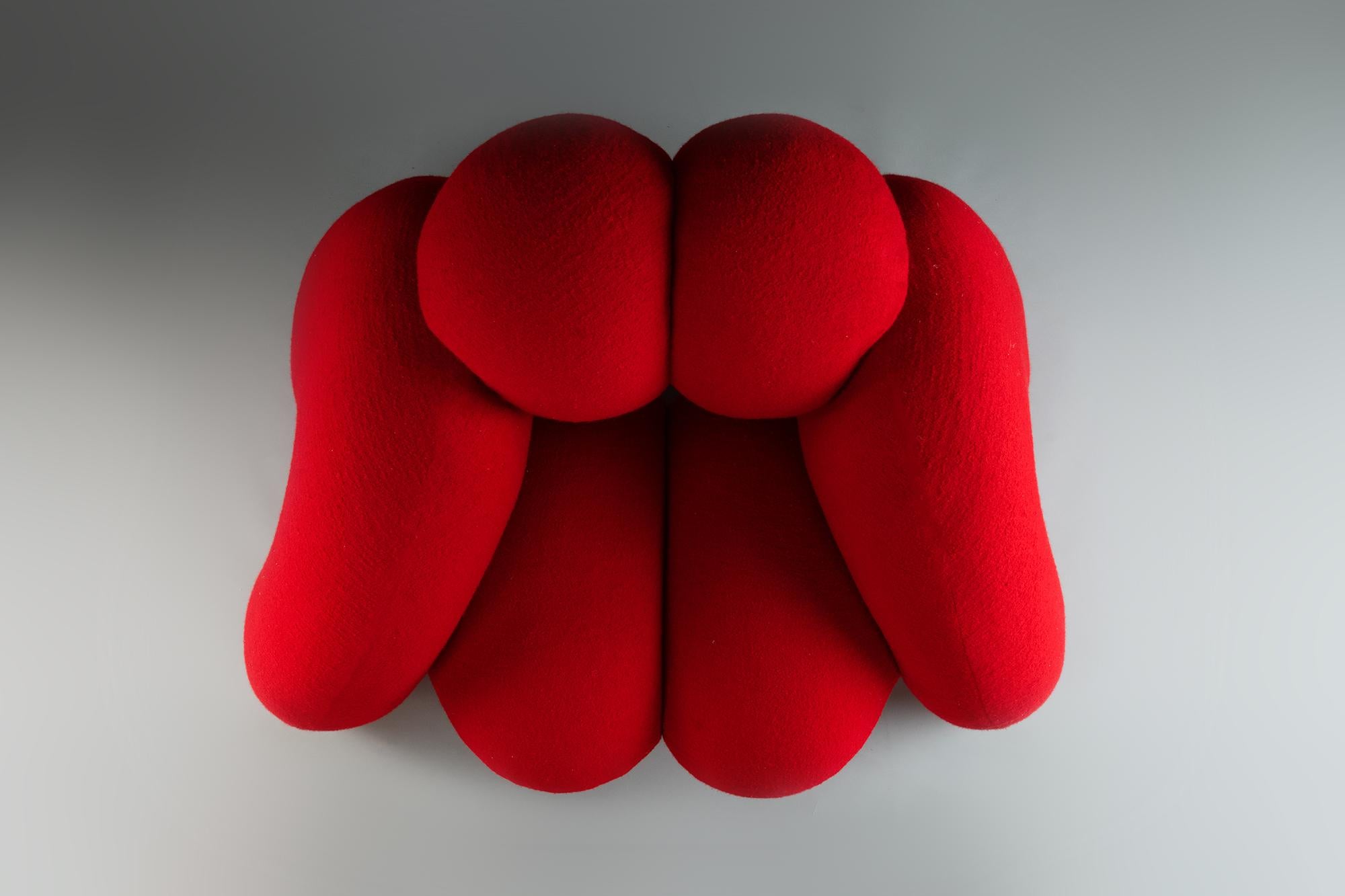 Derrière Chair, Pink Bouclé, Modern Sculptural Organic Armchair For Sale 2