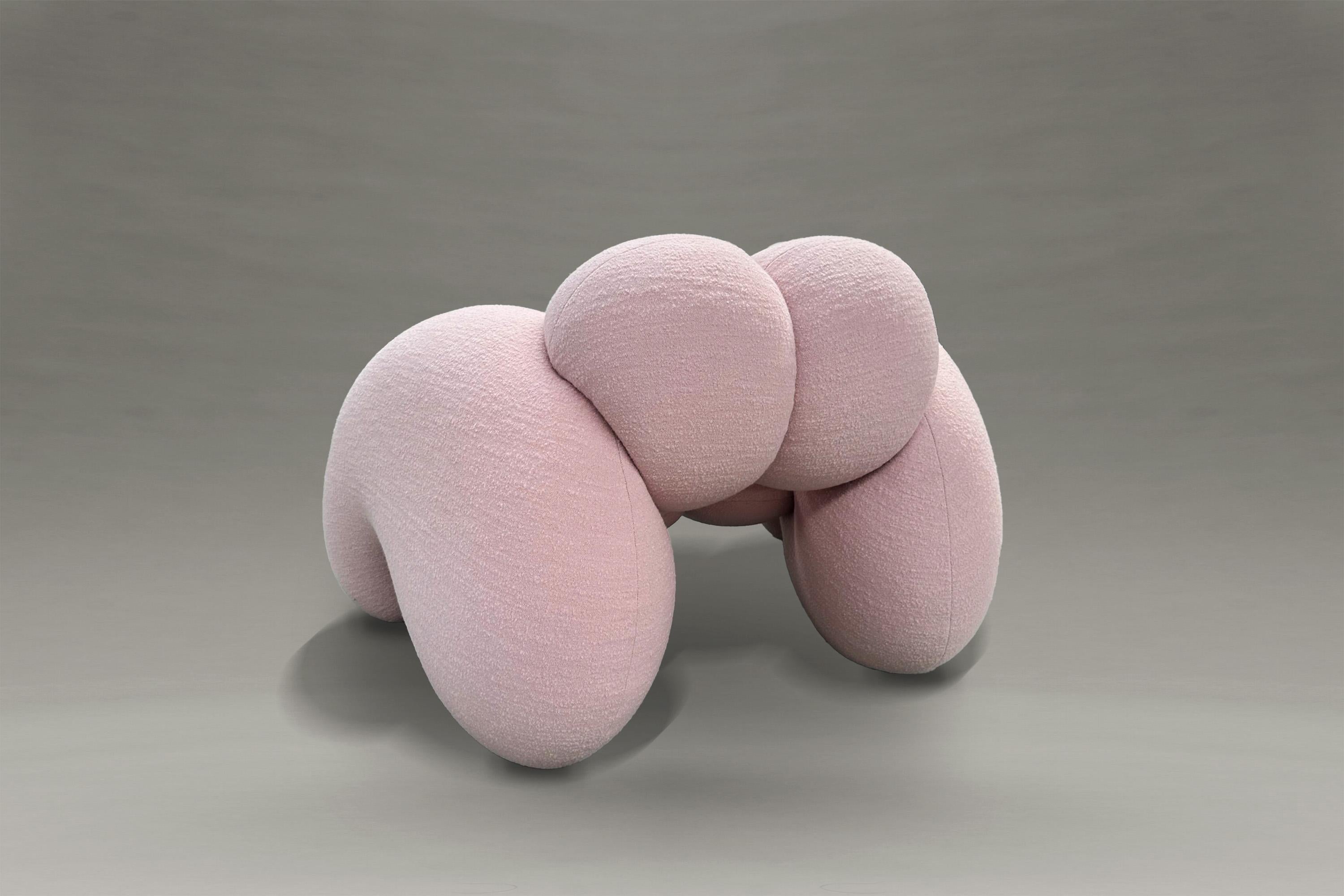 Derrière Chair, by Lara Bohinc, Pink Bouclé, Armchair in Stock In New Condition For Sale In Holland, AMSTERDAM