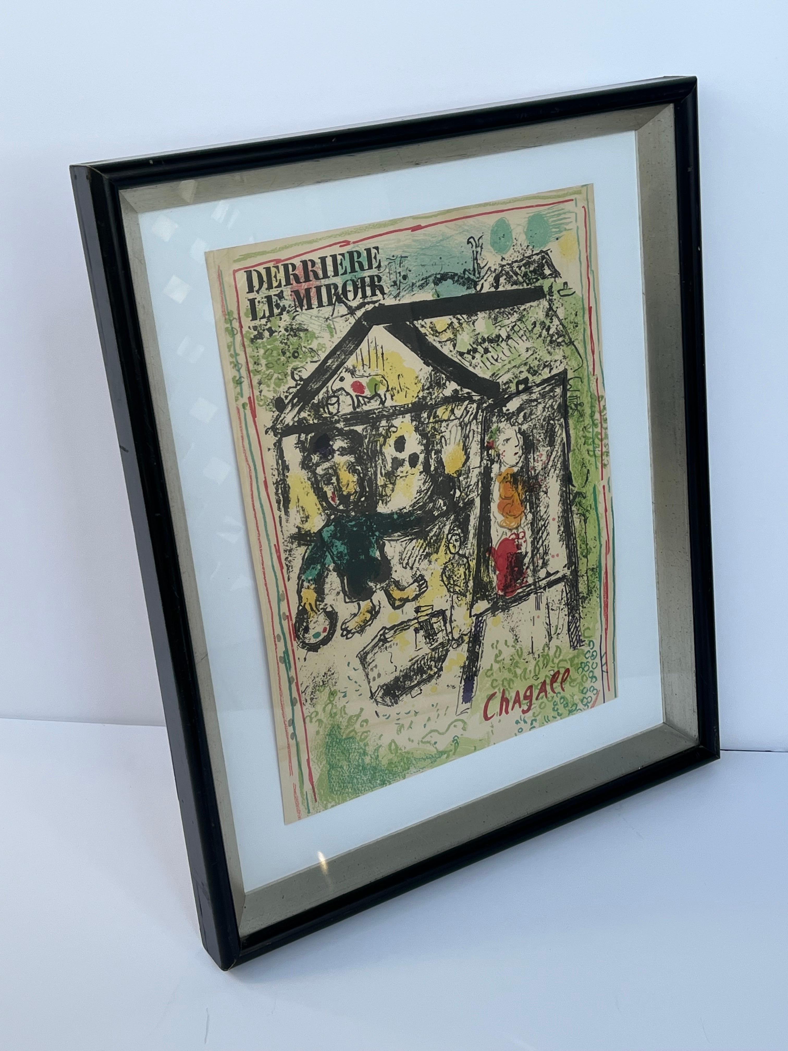 French Derrière Le Miroir Marc Chagall Aime Maeght 1969 Lithograph Shadow Box Frame