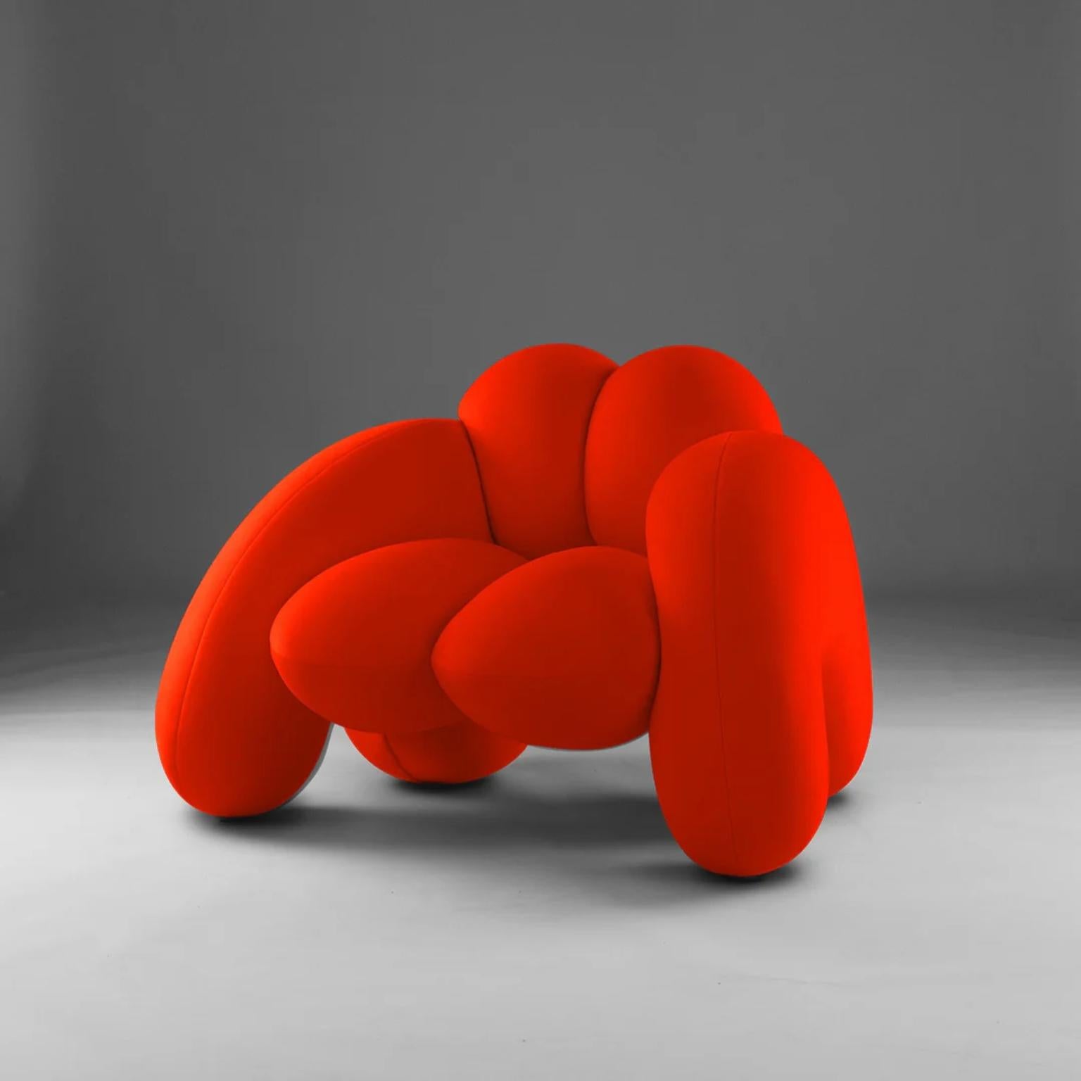 Post-Modern Derriere Orange Velvet Chair by Bohinc Studio