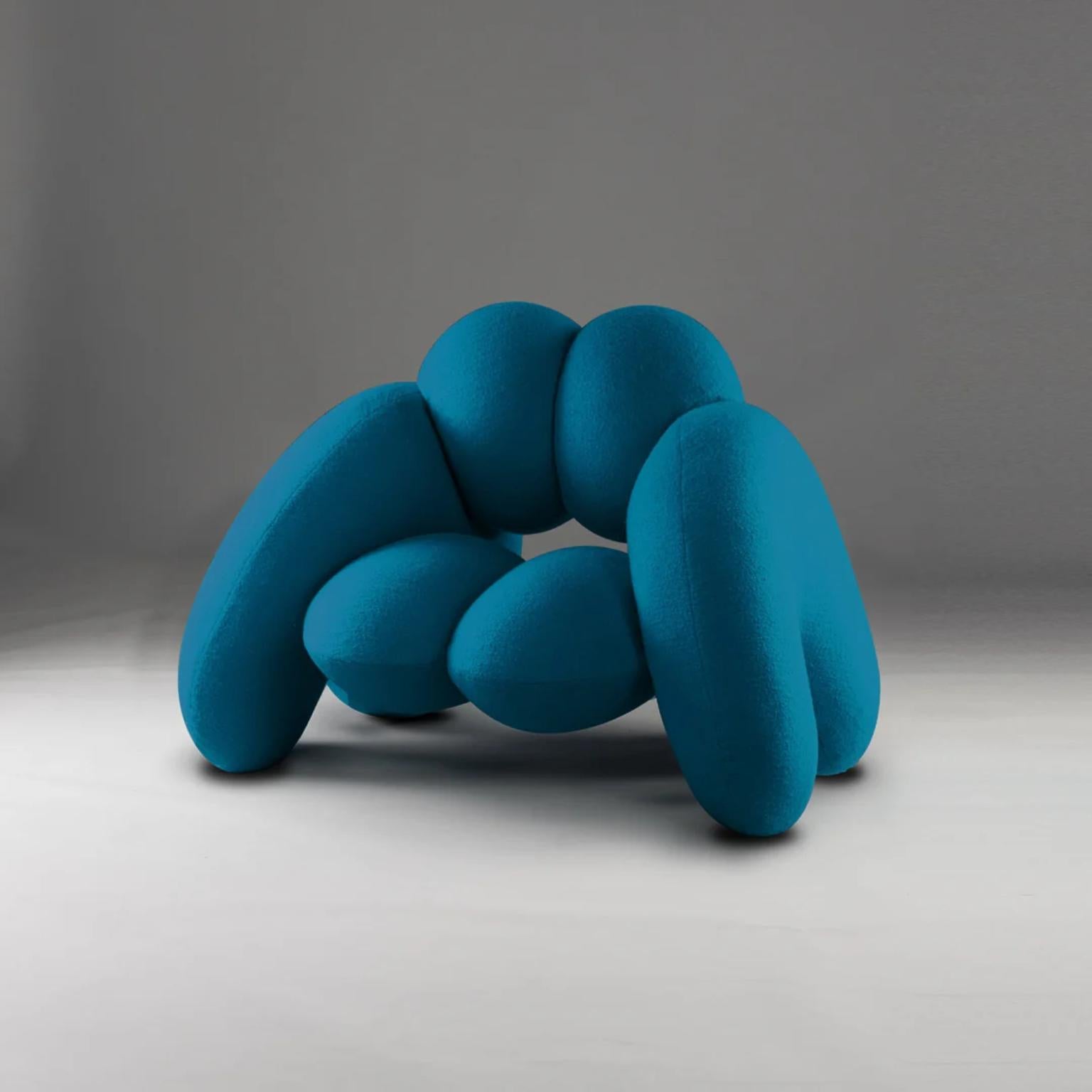 Post-Modern Derriere Petrol Blue Bouclé Chair by Bohinc Studio