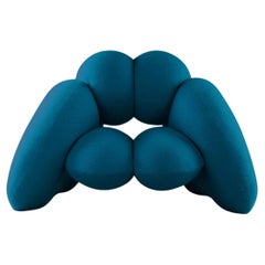 Derriere Petrol Blue Bouclé Chair by Bohinc Studio