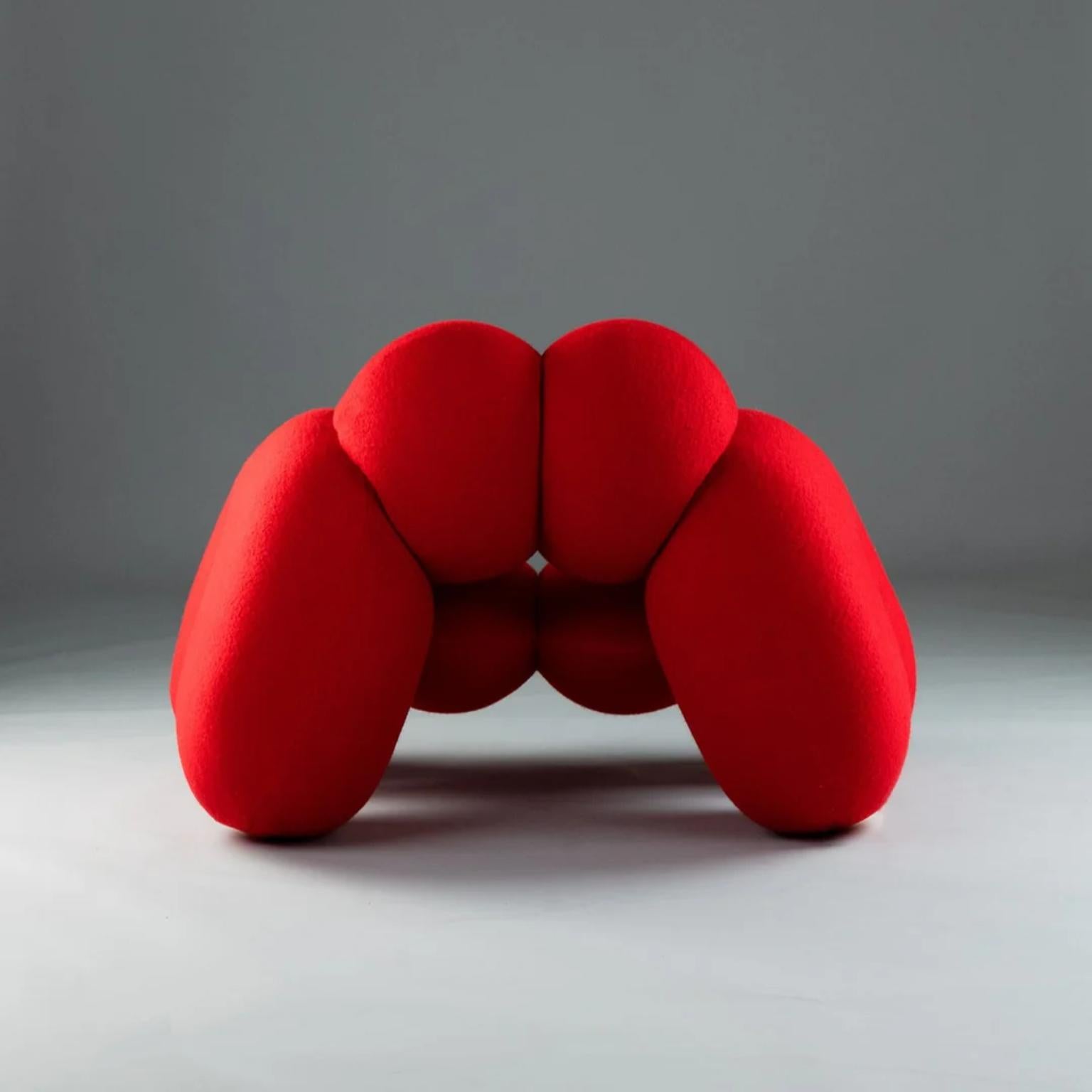Derriere Red Bouclé Chair by Bohinc Studio For Sale at 1stDibs