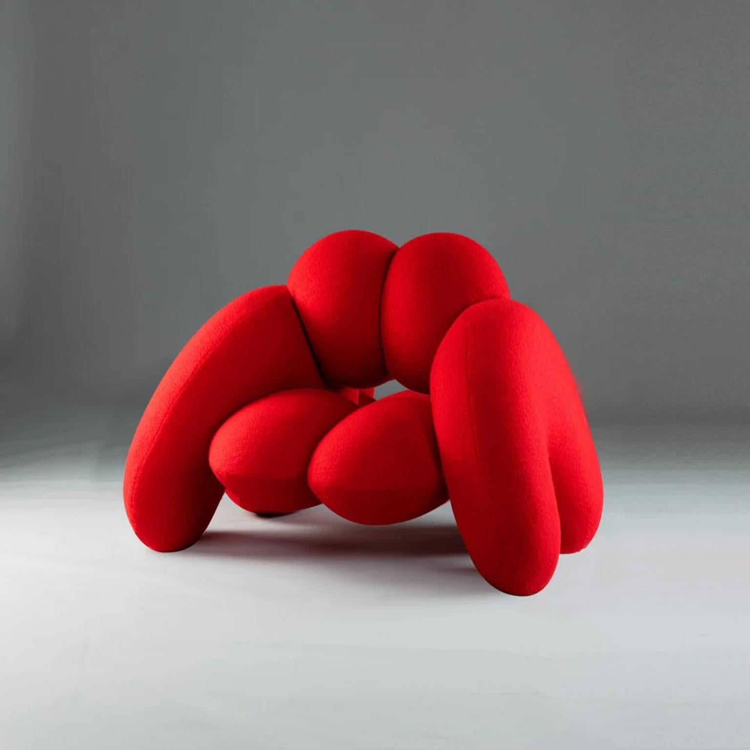 Derriere Red Bouclé Chair by Bohinc Studio For Sale at 1stDibs