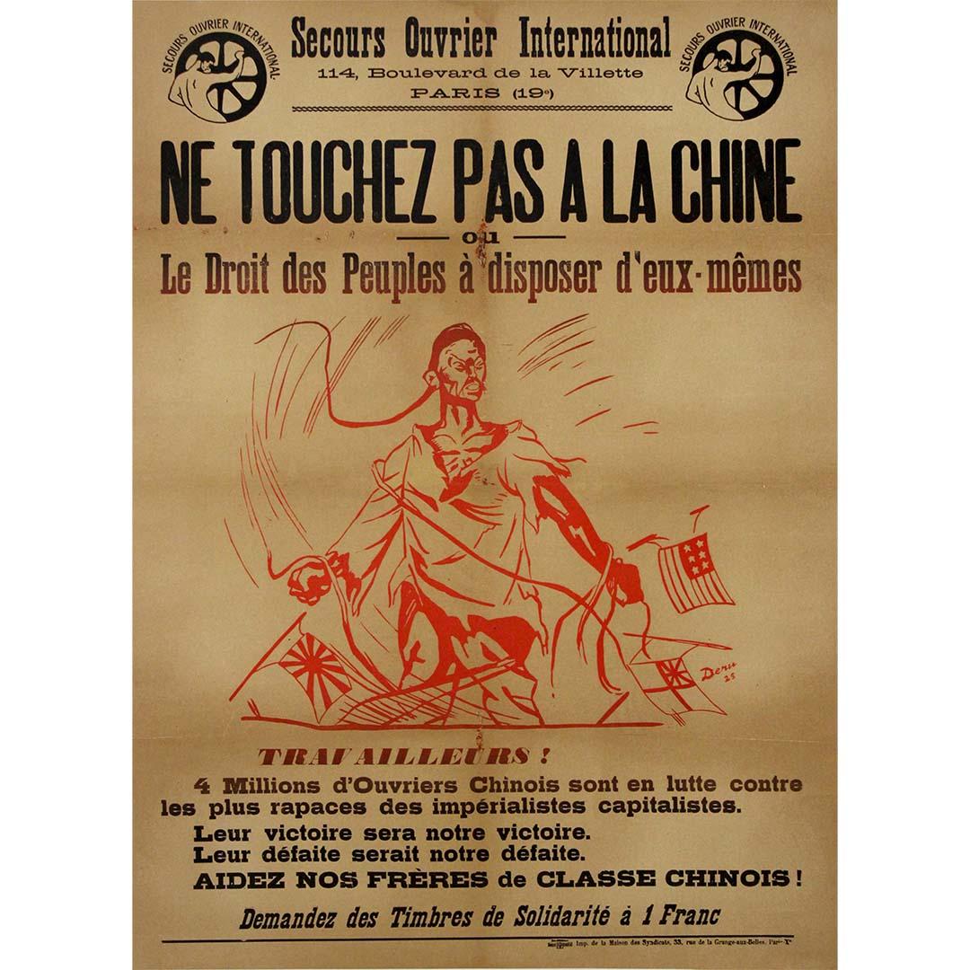 1925 original poster - Secours Ouvrier International - Hands Off China