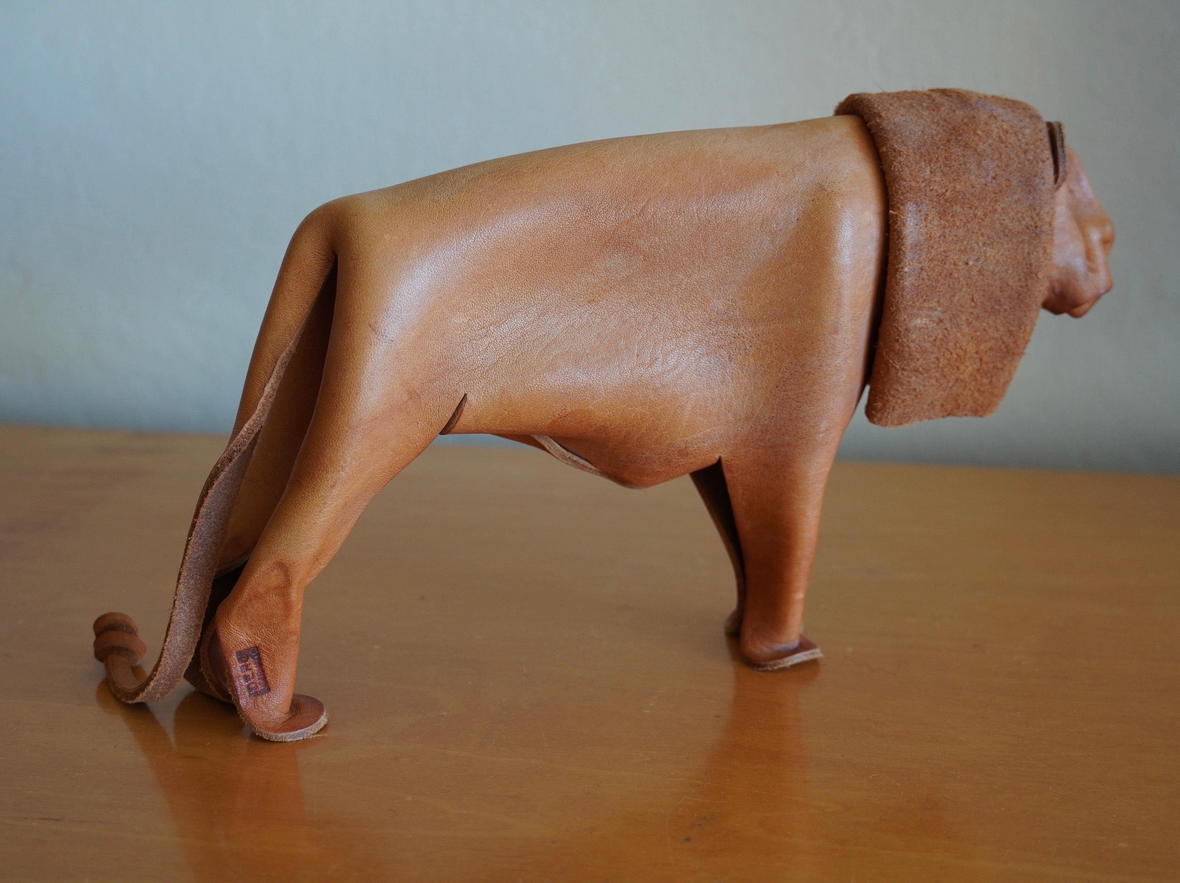 Deru Toy Lion in Hand Sculpted Leather For Sale 3