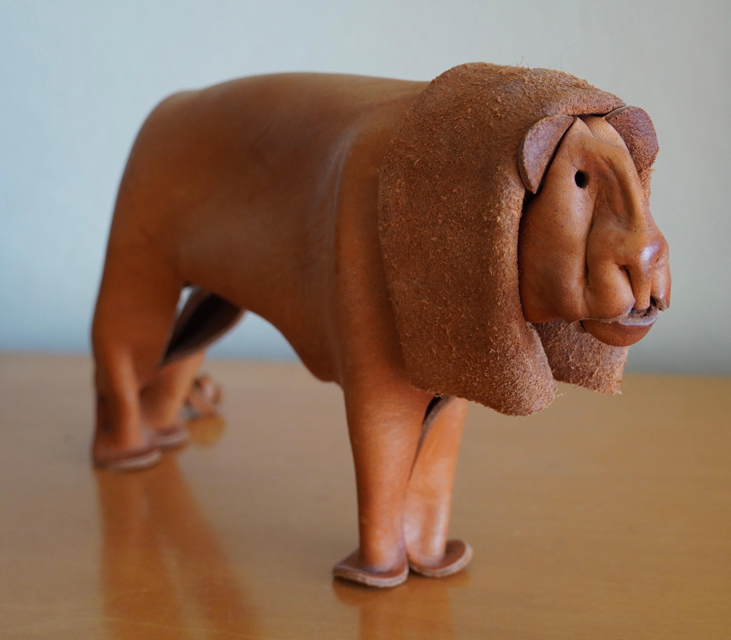 Deru Toy Lion in Hand Sculpted Leather For Sale 1