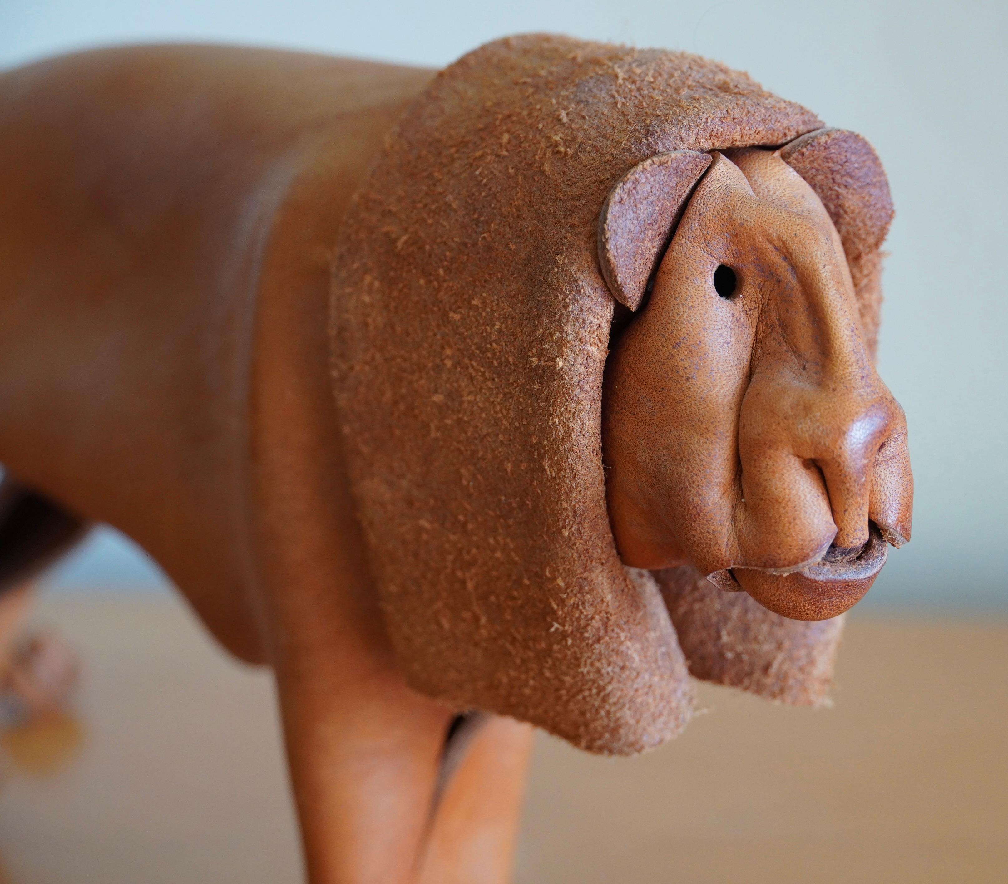 Deru Toy Lion in Hand Sculpted Leather For Sale 2