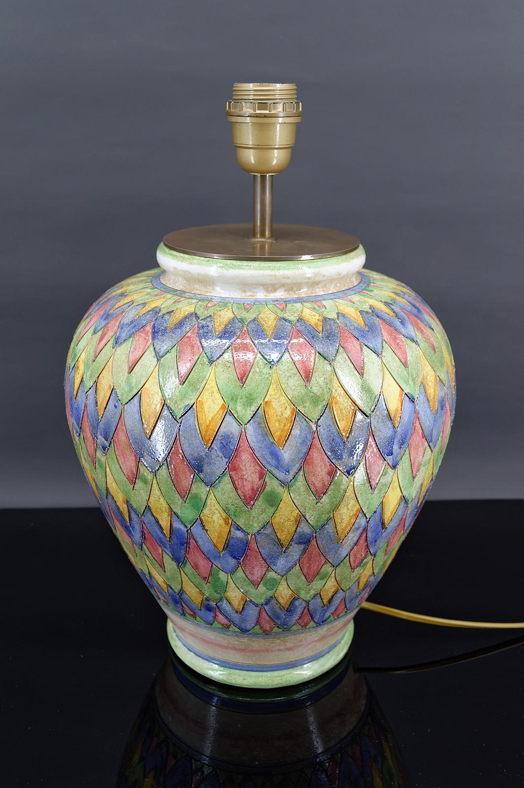 Deruta ceramic lamp, Italy, circa 1970-1980 In Good Condition In VÉZELAY, FR