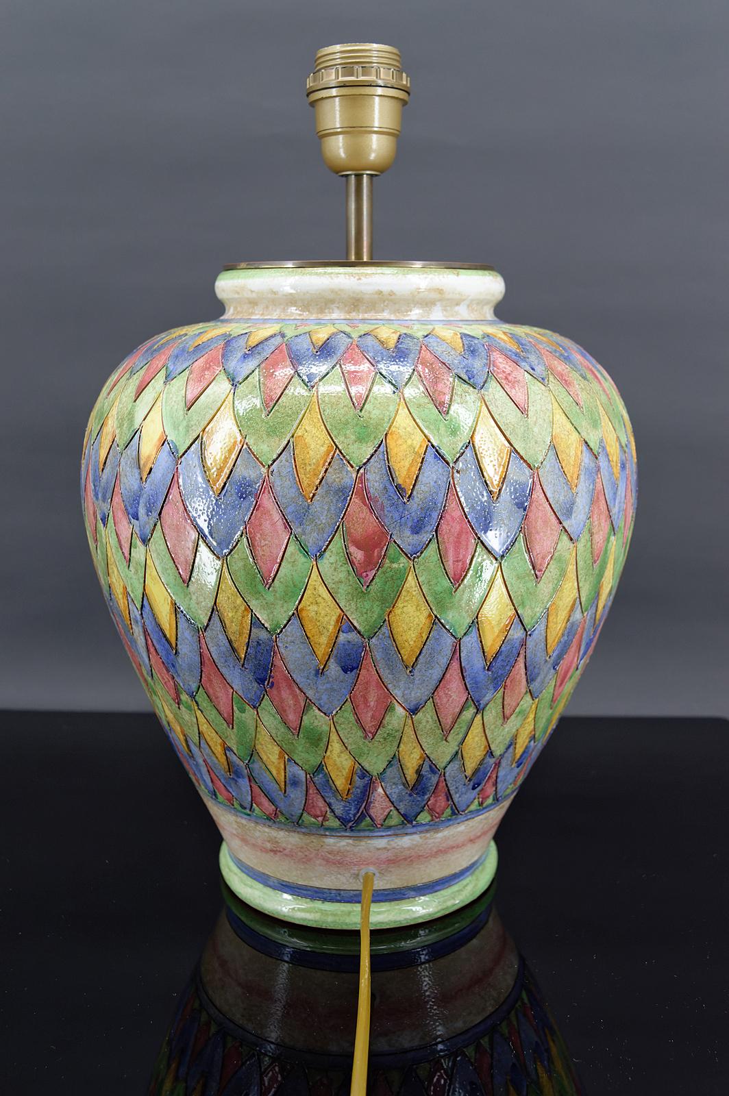 Hollywood Regency Lampada in ceramica di Deruta, Italia, circa 1970-1980