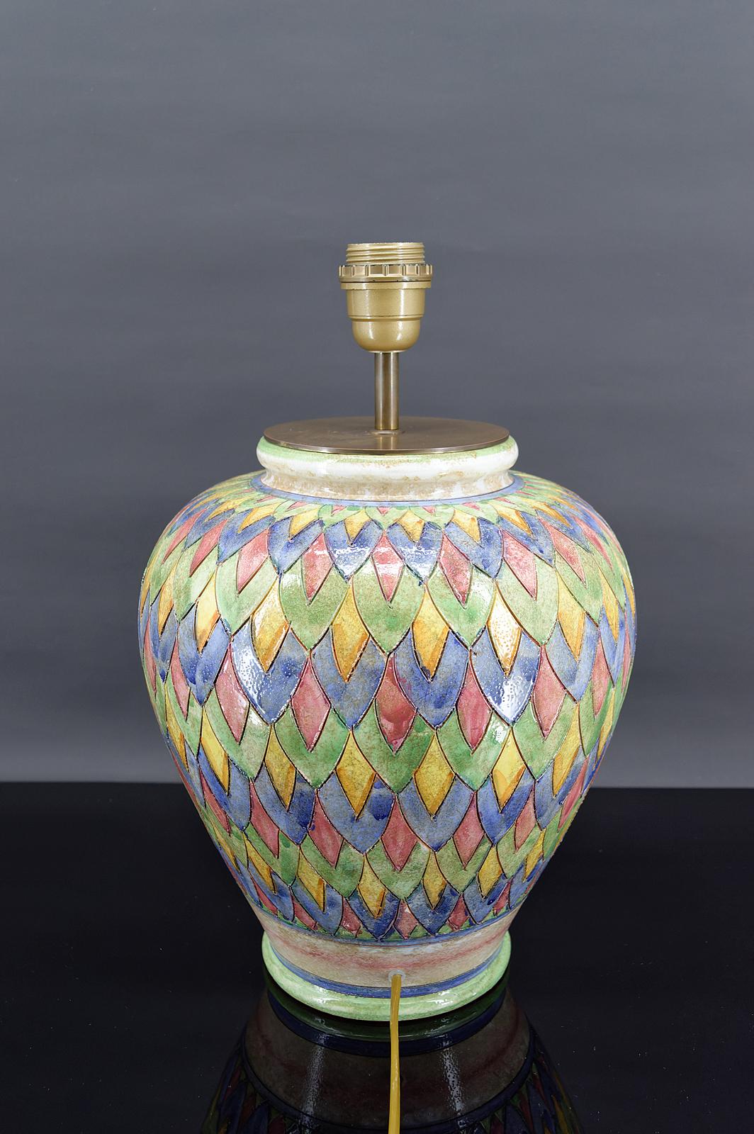 Ceramic Deruta ceramic lamp, Italy, circa 1970-1980
