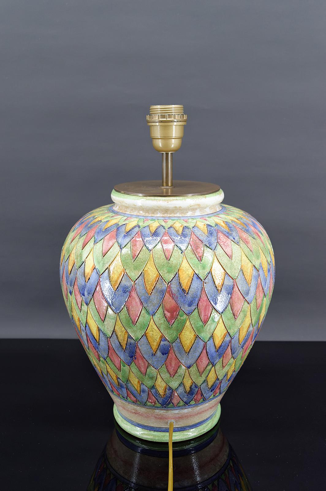 Italiano Lampada in ceramica di Deruta, Italia, circa 1970-1980