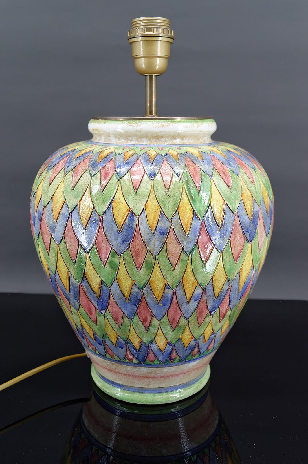 Fine XX secolo Lampada in ceramica di Deruta, Italia, circa 1970-1980