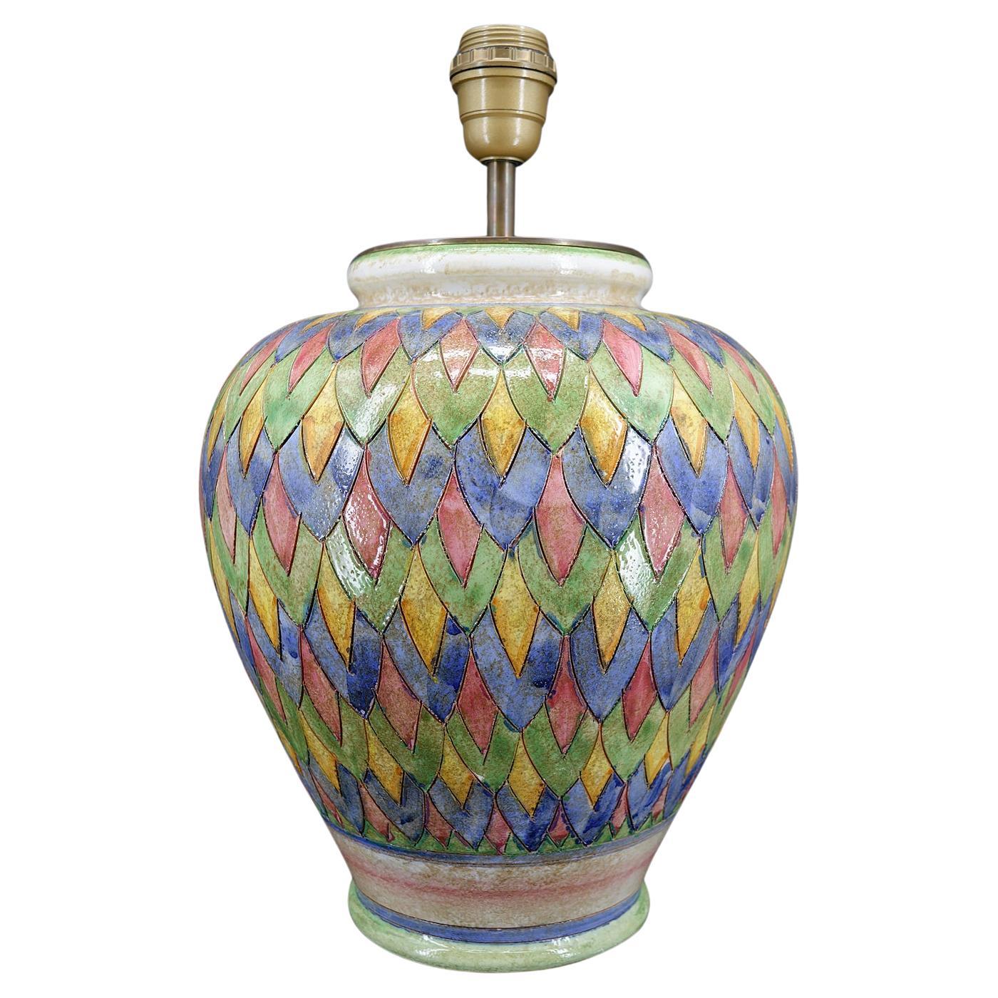 Deruta ceramic lamp, Italy, circa 1970-1980