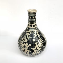 Deruta, Hand-Painted Ceramic Vase, Figure of a Dragon, Italy, 1960s