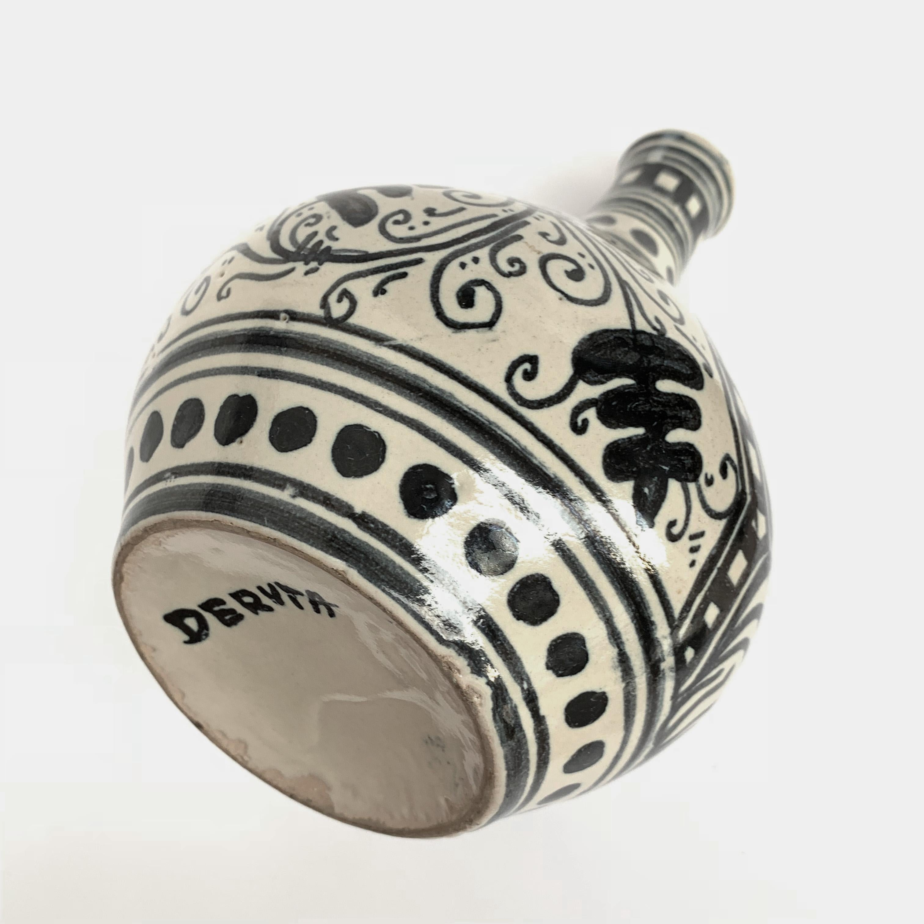 Mid-Century Modern Deruta, Hand-Painted Ceramic Vase, Figure of a Dragon, Italy, 1960s For Sale
