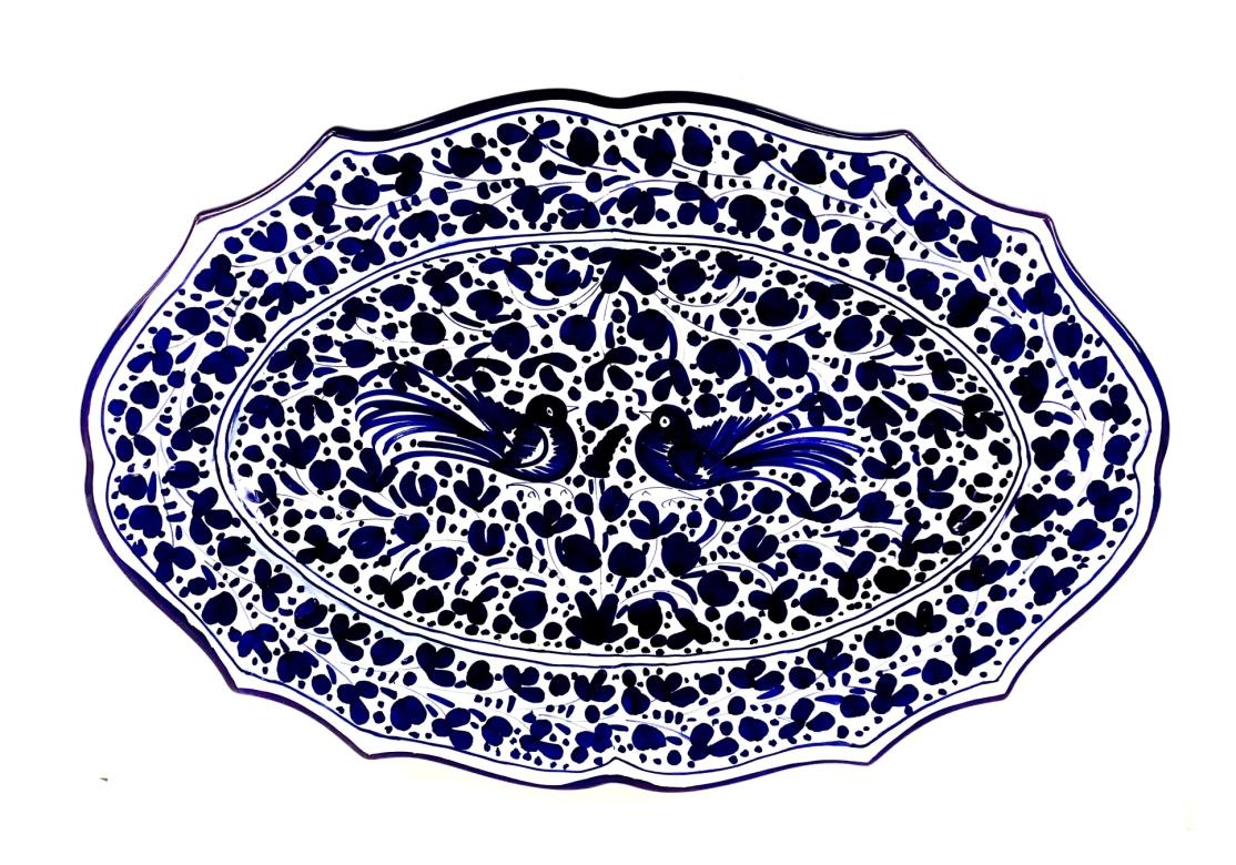 Poteries Deruta Italie Grand plat en poterie peint à la main en vente