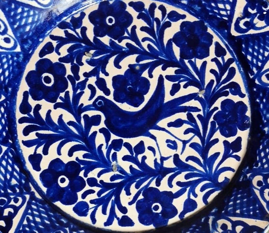 Deruta Italie - Ensemble de 5 assiettes en céramique avec décorations bleu cobalt en vente 6