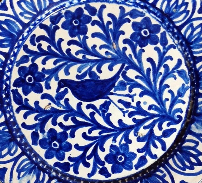 Deruta Italie - Ensemble de 5 assiettes en céramique avec décorations bleu cobalt en vente 7