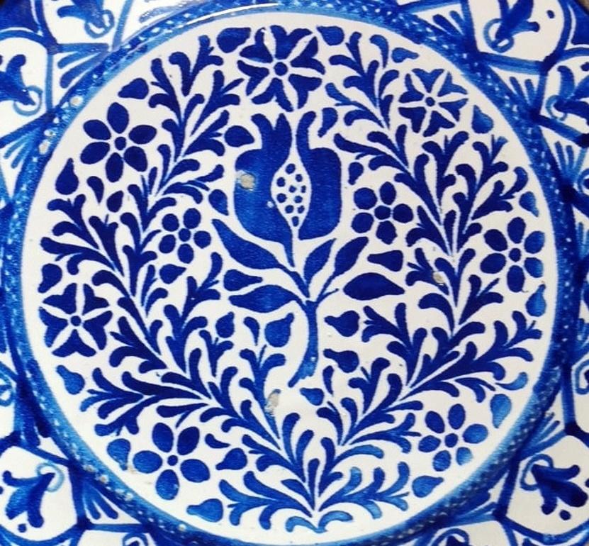 Deruta Italie - Ensemble de 5 assiettes en céramique avec décorations bleu cobalt en vente 8
