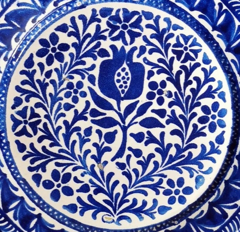 Deruta Italie - Ensemble de 5 assiettes en céramique avec décorations bleu cobalt en vente 9