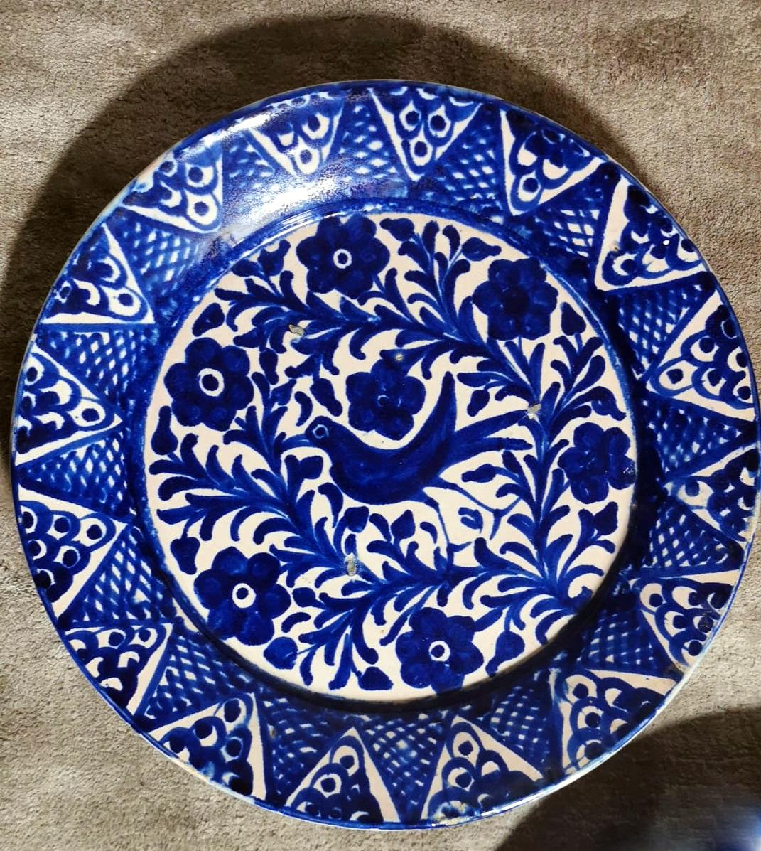 italien Deruta Italie - Ensemble de 5 assiettes en céramique avec décorations bleu cobalt en vente