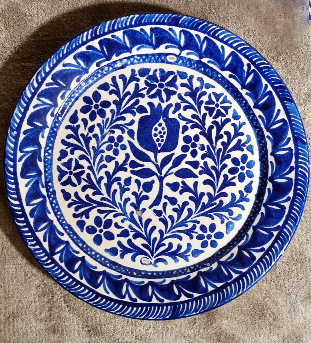 20ième siècle Deruta Italie - Ensemble de 5 assiettes en céramique avec décorations bleu cobalt en vente