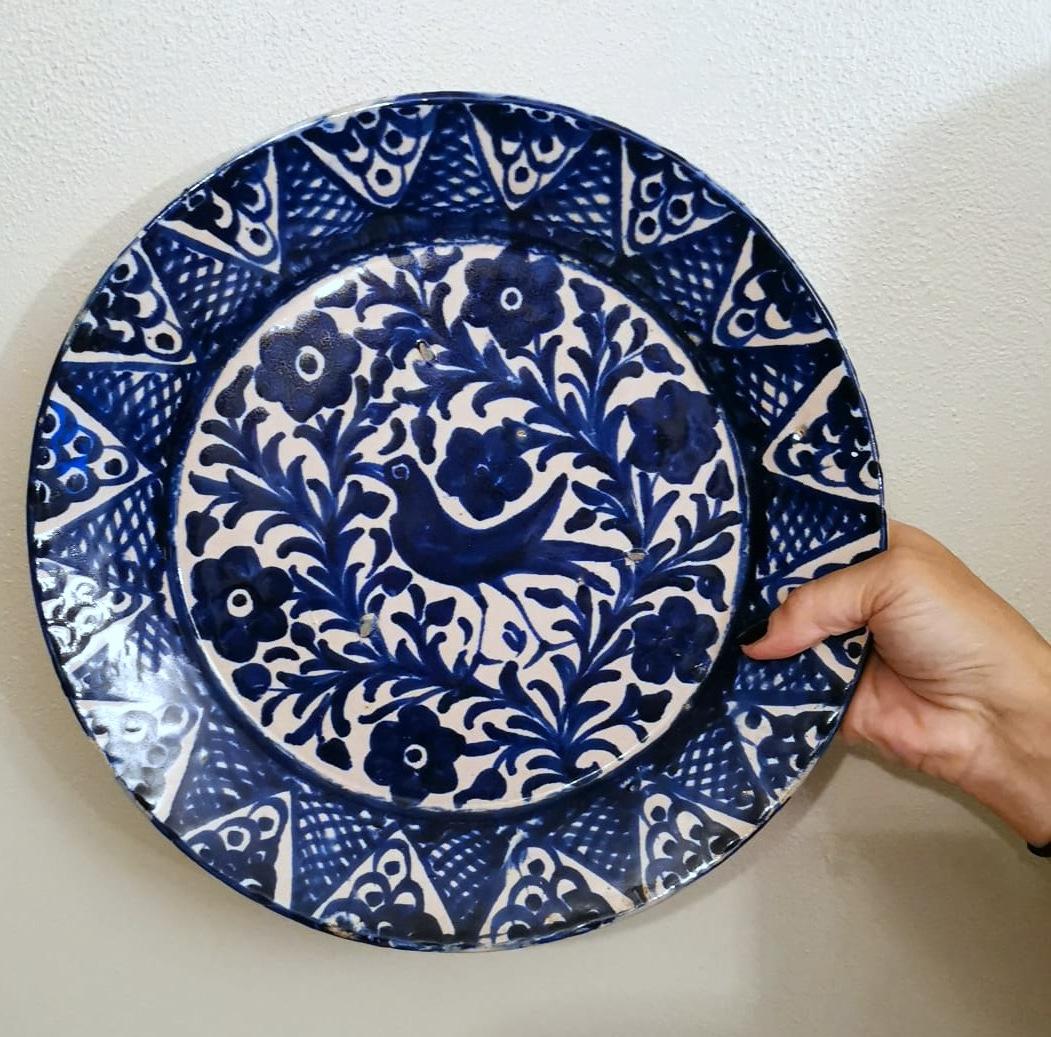 Deruta Italie - Ensemble de 5 assiettes en céramique avec décorations bleu cobalt en vente 1