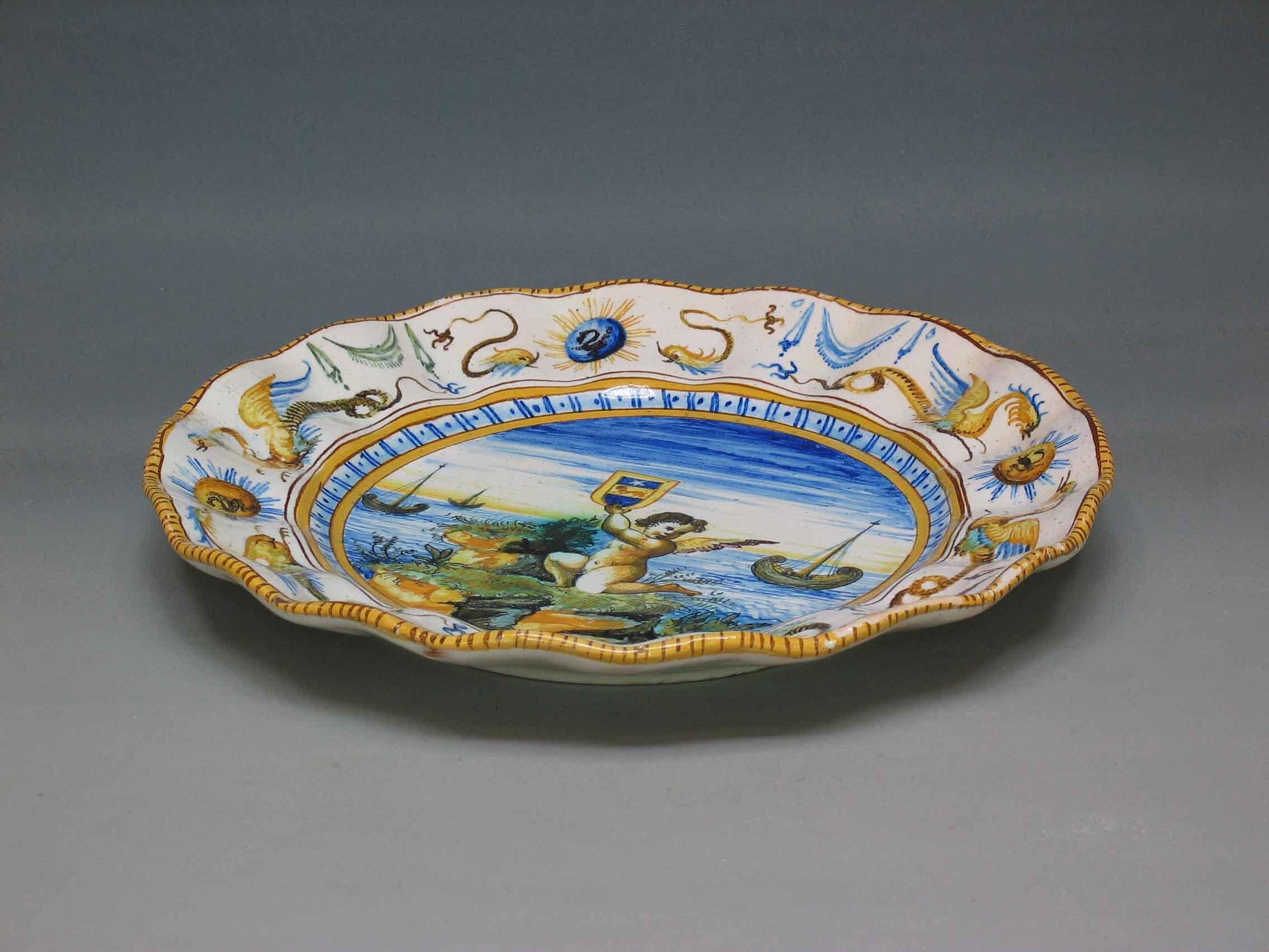 Hand-Crafted Deruta Maiolica Moulded Plate  Probably 19th Century For Sale