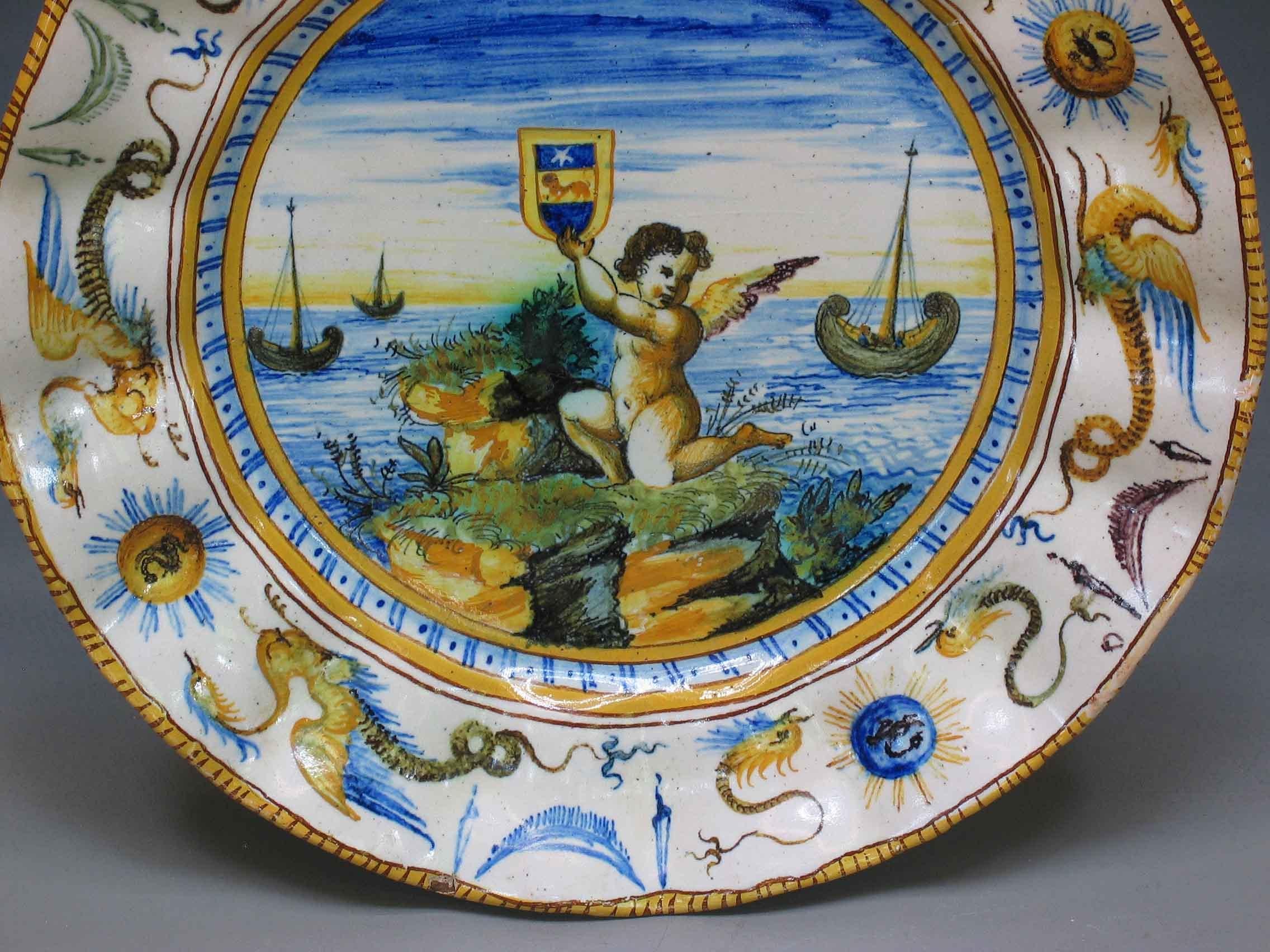 Tin Deruta Maiolica Moulded Plate  Probably 19th Century For Sale