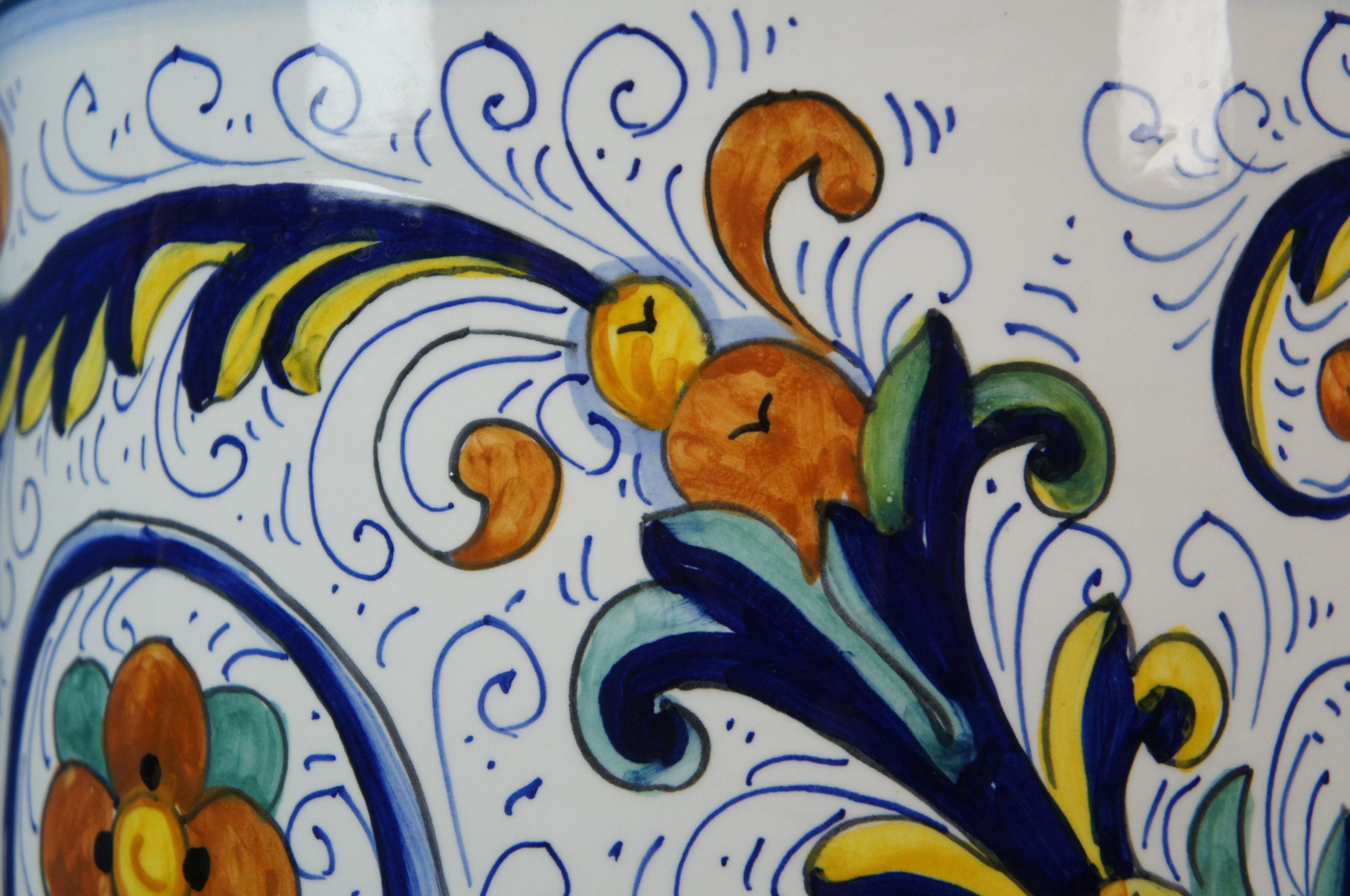Deruta Ricco Italian Hand Painted Majolica Umbrella Cane Stand Floor Vase Urn 4