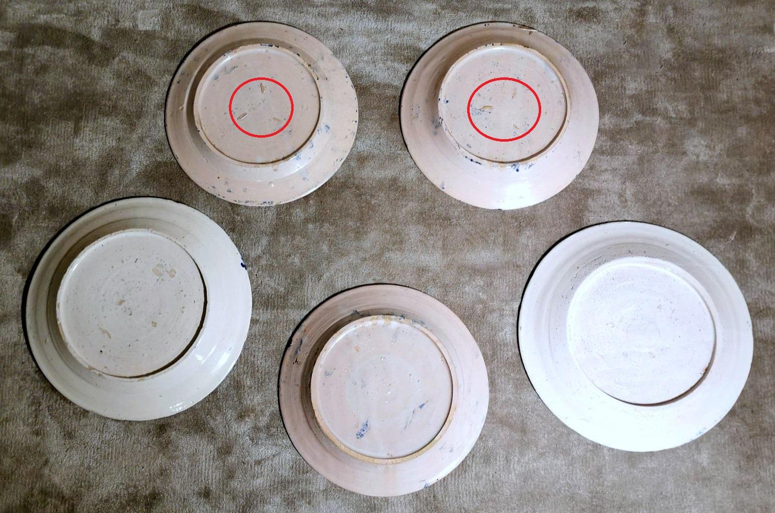 Deruta  Set di 5 piatti in ceramica italiana con decorazioni in blu cobalto in vendita 11
