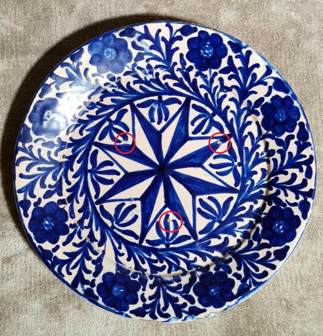 Ceramica Deruta  Set di 5 piatti in ceramica italiana con decorazioni in blu cobalto in vendita