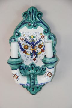 Derutta Italian Hand Painted Ceramic Single Sconce