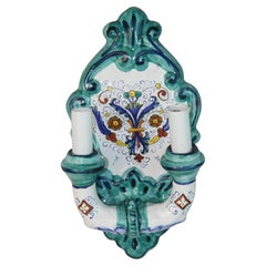 Derutta Italian Hand Painted Ceramic Single Sconce