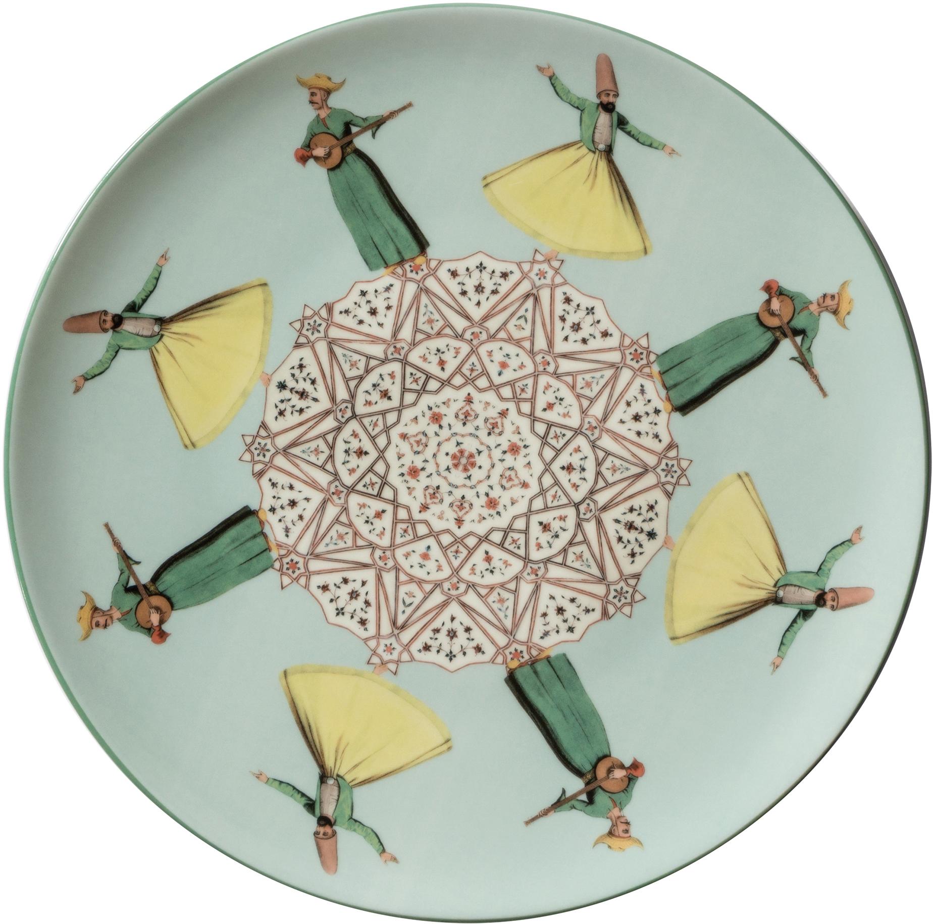 Dervishes Porcelain Dinner Plate by Vito Nesta for Les-Ottomans