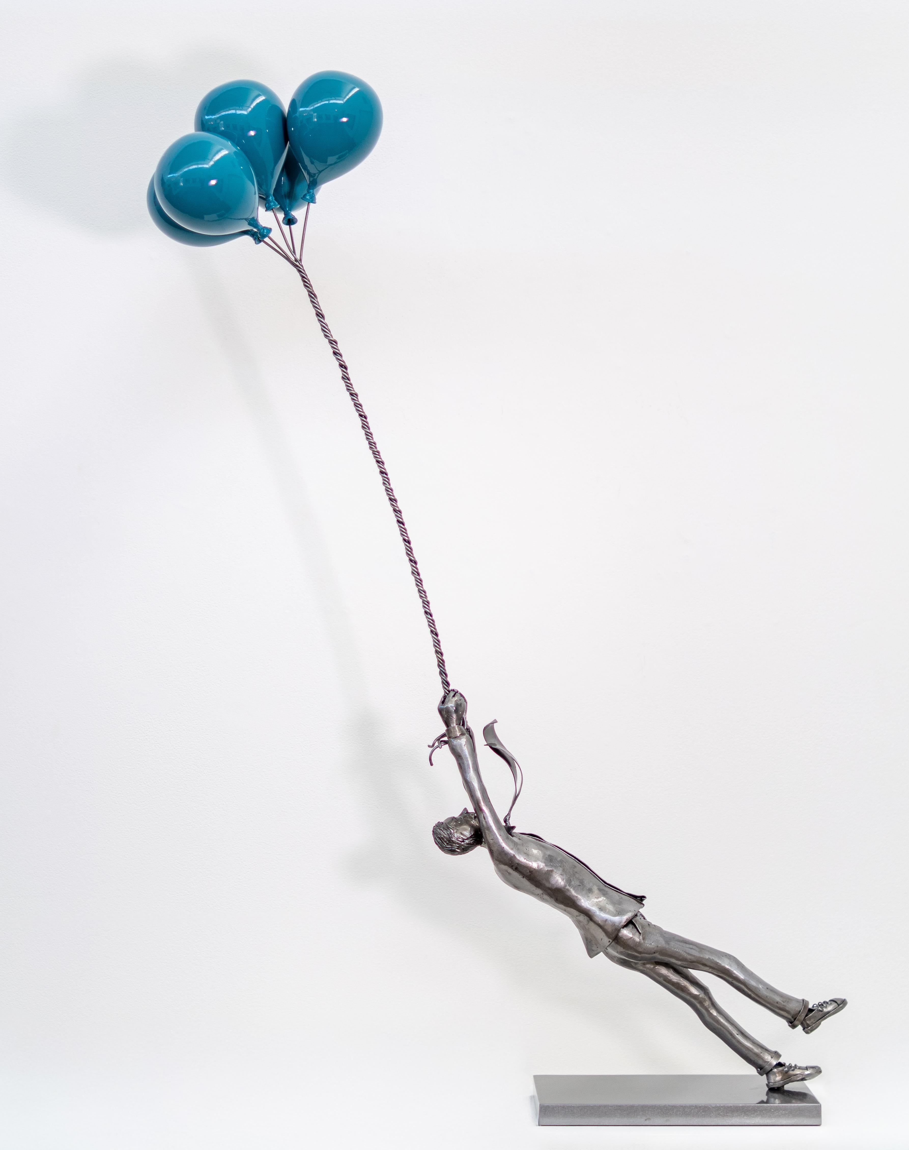 Clear Skies Ahead - surreal, figurative, steel and fiberglass sculpture