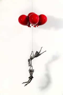 Navigating Norms - contemporary, female, figurative, suspended steel sculpture