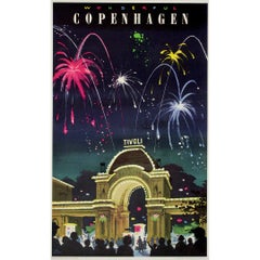 1958 original travel poster by Des Asmussen Wonderful Copenhagen – Tivoli