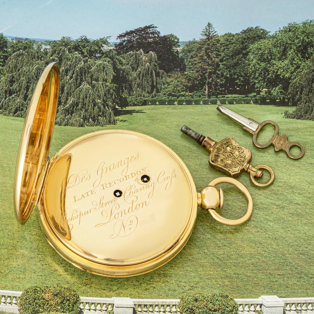 Des Granges. A Rare Rose Gold Duplex Quarter Repeater Pocket Watch C1818 For Sale 1