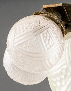 Des Hanots French Art Deco Gilt Bronze & Glass Flush Mount