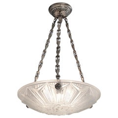 des Hanots French Art Deco Pendant Chandelier, circa 1925 Verlys