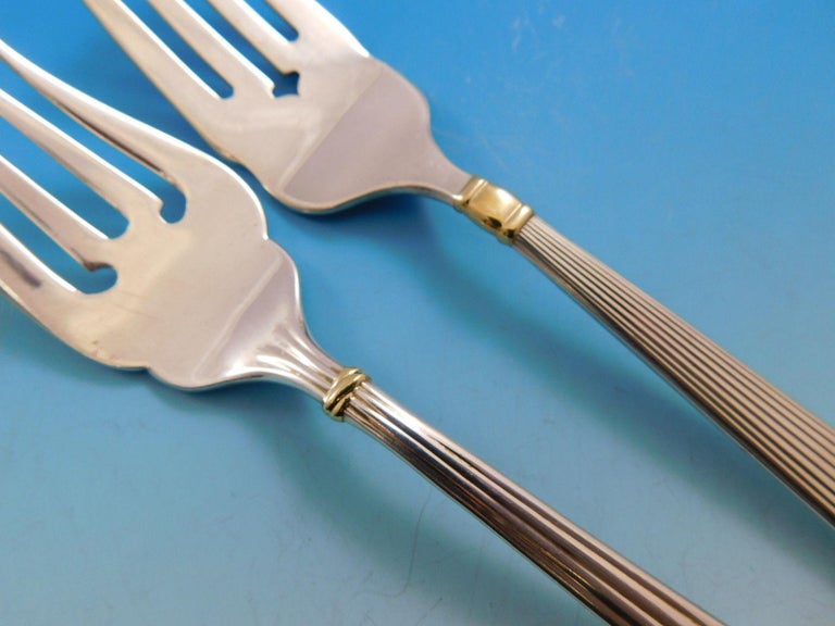 Des Must by Cartier Gold Accent Sterling Silver Flatware Set 12 Service