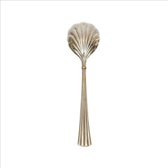 Des Must Cartier Sterling Silver Gold Accent Shell Bowl Sugar Spoon 'B'