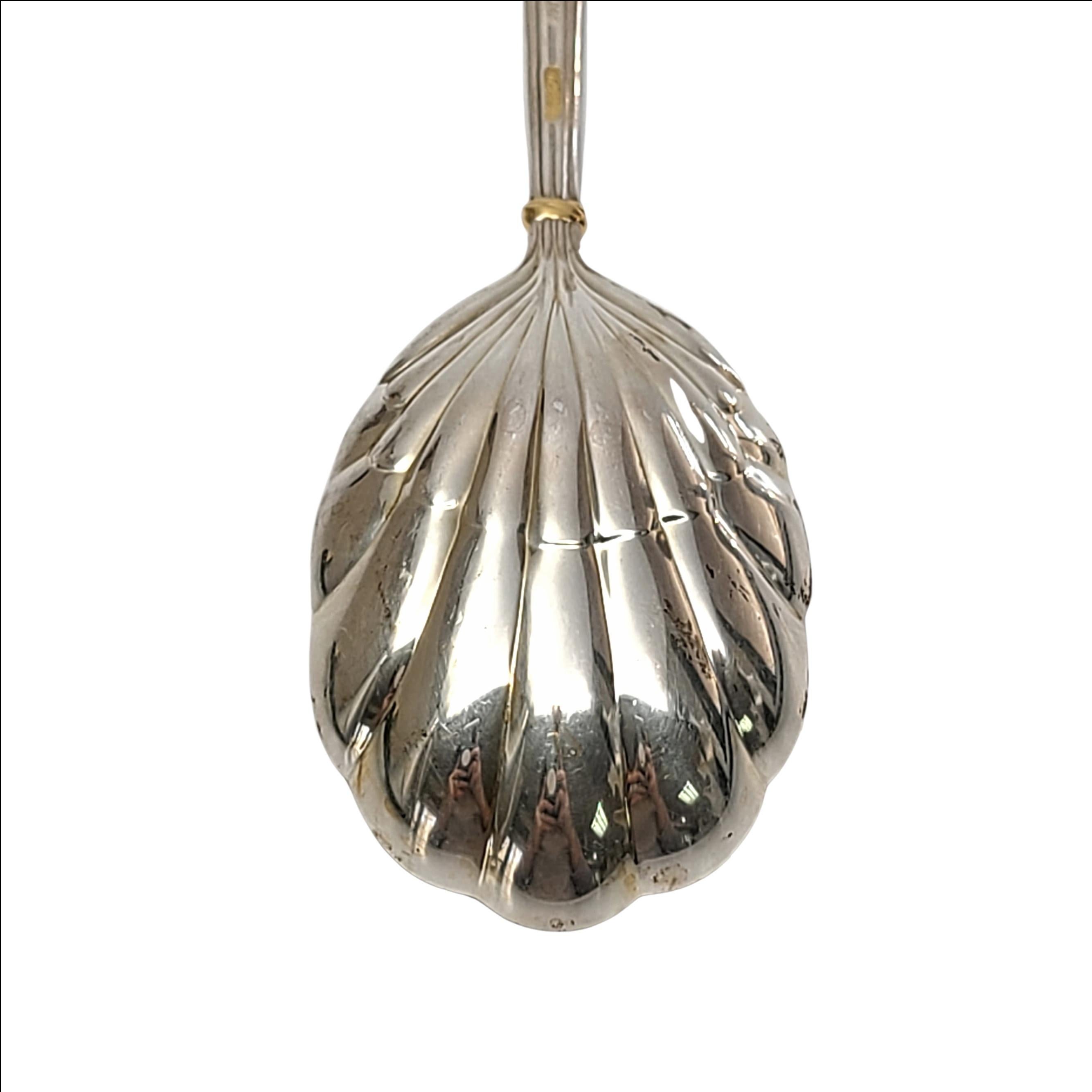 Women's or Men's Des Must Cartier Sterling Silver Gold Accent Shell Bowl Sugar Spoon 'B'