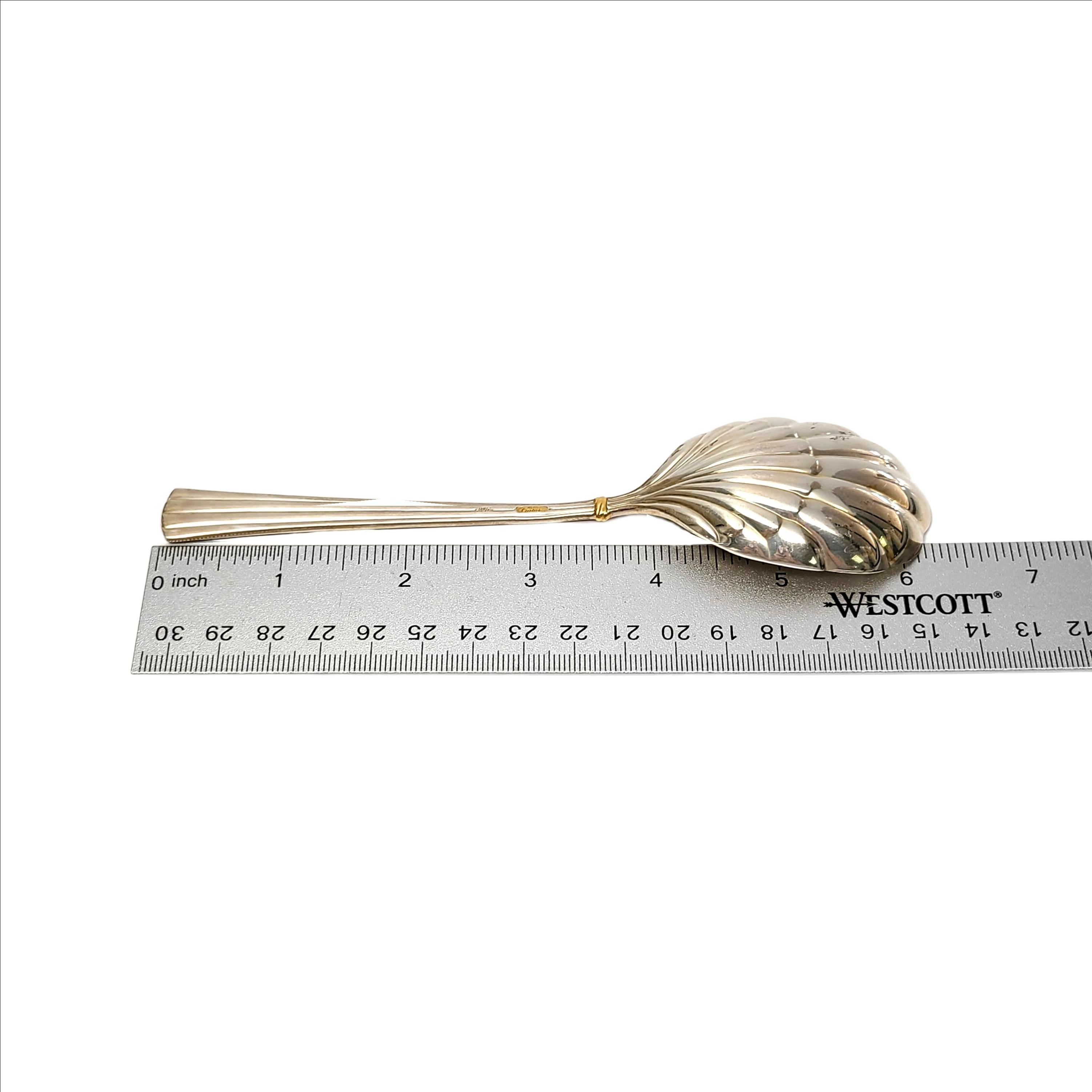 Des Must Cartier Sterling Silver Gold Accent Shell Bowl Sugar Spoon 'B' 2